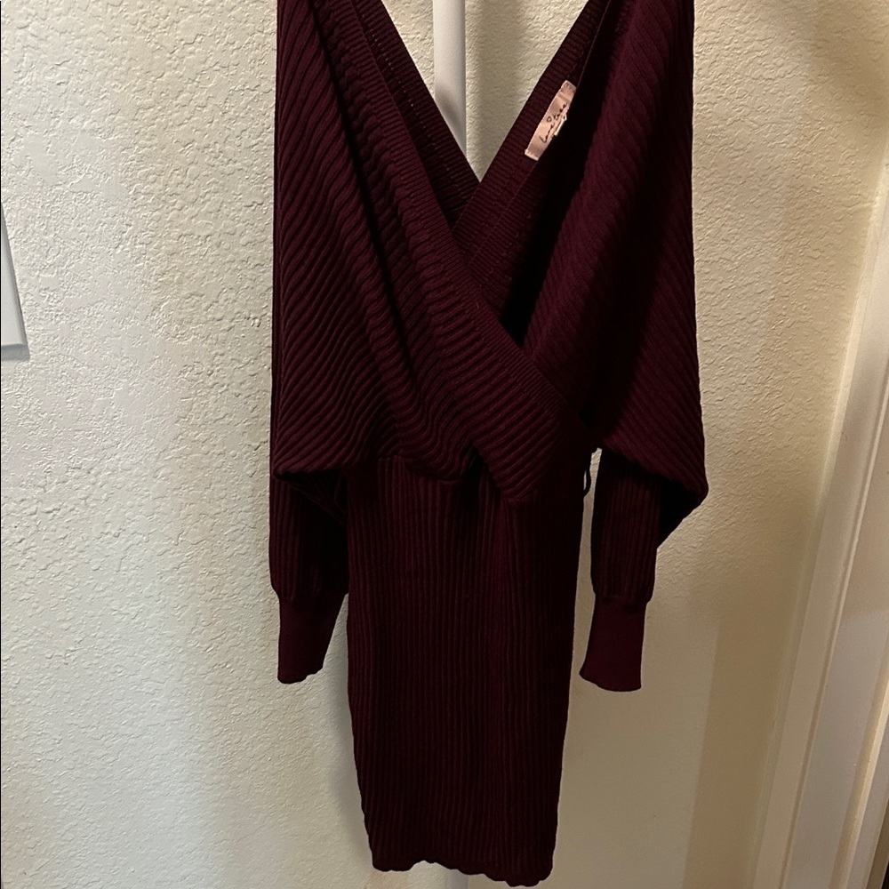 LOVE TREE Maroon Ribbed Knitwear